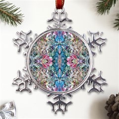 Turquoise Arabesque Metal Large Snowflake Ornament by kaleidomarblingart