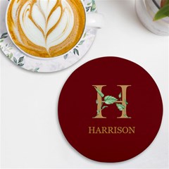 Personalized Initial Name Any Text Round Tile Coaster - UV Print Round Tile Coaster