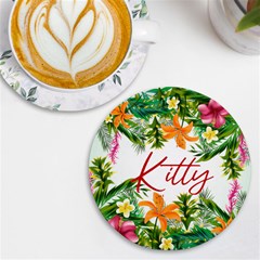 Personalized Tropical Fruit Any Text Name Round Tile Coaster - UV Print Round Tile Coaster