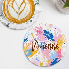 Personalized Colorful Brush Name Round Tile Coaster - UV Print Round Tile Coaster