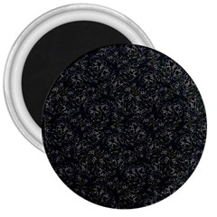 Midnight Blossom Elegance Black Backgrond 3  Magnets by dflcprintsclothing