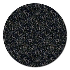 Midnight Blossom Elegance Black Backgrond Magnet 5  (round) by dflcprintsclothing