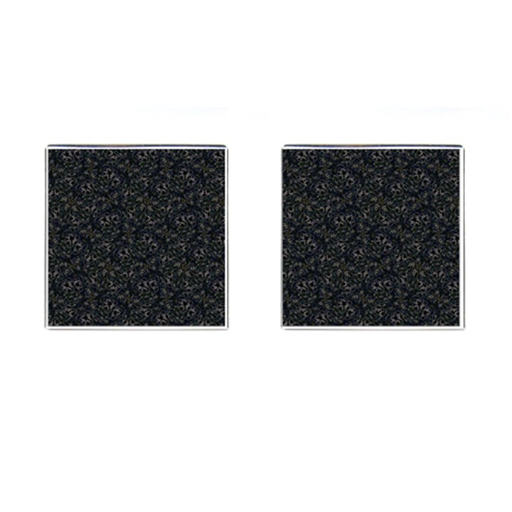 Midnight Blossom Elegance Black Backgrond Cufflinks (Square)