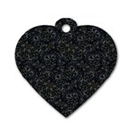 Midnight Blossom Elegance Black Backgrond Dog Tag Heart (Two Sides) Front