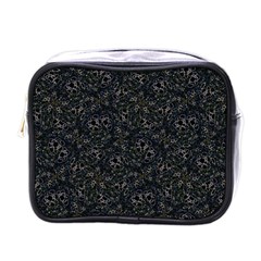 Midnight Blossom Elegance Black Backgrond Mini Toiletries Bag (one Side) by dflcprintsclothing