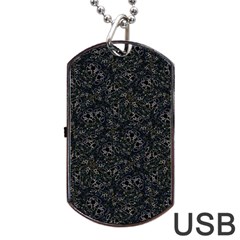 Midnight Blossom Elegance Black Backgrond Dog Tag Usb Flash (one Side) by dflcprintsclothing