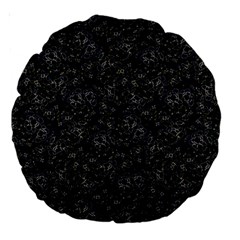 Midnight Blossom Elegance Black Backgrond Large 18  Premium Round Cushions by dflcprintsclothing