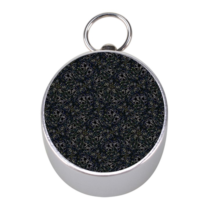 Midnight Blossom Elegance Black Backgrond Mini Silver Compasses