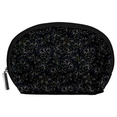 Midnight Blossom Elegance Black Backgrond Accessory Pouch (large) by dflcprintsclothing