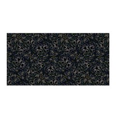 Midnight Blossom Elegance Black Backgrond Satin Wrap 35  X 70 