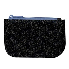 Midnight Blossom Elegance Black Backgrond Large Coin Purse by dflcprintsclothing