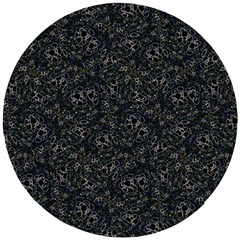 Midnight Blossom Elegance Black Backgrond Wooden Puzzle Round by dflcprintsclothing