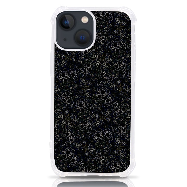 Midnight Blossom Elegance Black Backgrond iPhone 13 mini TPU UV Print Case