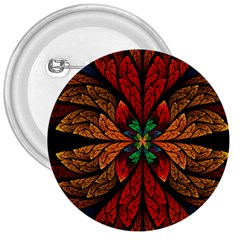 Fractal Floral Flora Ring Colorful Neon Art 3  Buttons by Cemarart