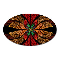 Fractal Floral Flora Ring Colorful Neon Art Oval Magnet by Cemarart