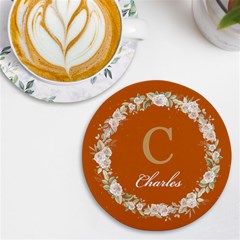 Personalized Initial Floral Wreath Any Text Name Wireless Fast Charger - UV Print Round Tile Coaster