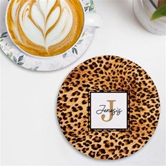 Personalized Animal Skin Initial Any Text Name Wireless Fast Charger - UV Print Round Tile Coaster