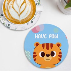 Personalized Animal Illustration Any Text Wireless Fast Charger - UV Print Round Tile Coaster