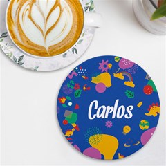 Personalized Childhood illustration Any Text Wireless Fast Charger - UV Print Round Tile Coaster