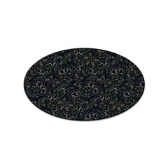 Midnight Blossom Elegance Black Backgrond Sticker (oval) by dflcprintsclothing