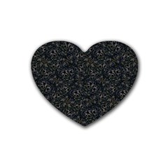 Midnight Blossom Elegance Black Backgrond Rubber Heart Coaster (4 Pack) by dflcprintsclothing