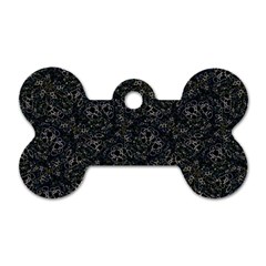 Midnight Blossom Elegance Black Backgrond Dog Tag Bone (one Side) by dflcprintsclothing