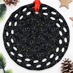 Midnight Blossom Elegance Black Backgrond Ornament (round Filigree) by dflcprintsclothing