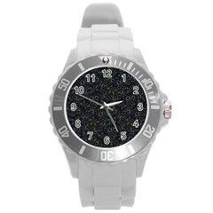 Midnight Blossom Elegance Black Backgrond Round Plastic Sport Watch (l) by dflcprintsclothing