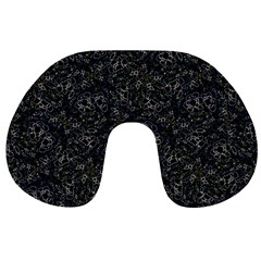 Midnight Blossom Elegance Black Backgrond Travel Neck Pillow