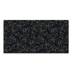 Midnight Blossom Elegance Black Backgrond Satin Shawl 45  X 80  by dflcprintsclothing