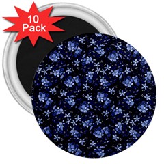 Stylized Floral Intricate Pattern Design Black Backgrond 3  Magnets (10 Pack)  by dflcprintsclothing