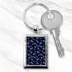 Stylized Floral Intricate Pattern Design Black Backgrond Key Chain (rectangle) by dflcprintsclothing