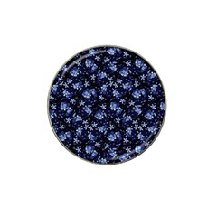 Stylized Floral Intricate Pattern Design Black Backgrond Hat Clip Ball Marker