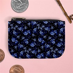 Stylized Floral Intricate Pattern Design Black Backgrond Mini Coin Purse by dflcprintsclothing