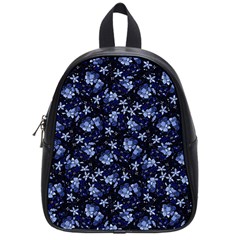 Stylized Floral Intricate Pattern Design Black Backgrond School Bag (small) by dflcprintsclothing