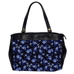 Stylized Floral Intricate Pattern Design Black Backgrond Oversize Office Handbag (2 Sides) by dflcprintsclothing