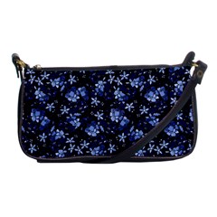 Stylized Floral Intricate Pattern Design Black Backgrond Shoulder Clutch Bag by dflcprintsclothing