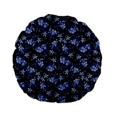 Stylized Floral Intricate Pattern Design Black Backgrond Standard 15  Premium Round Cushions