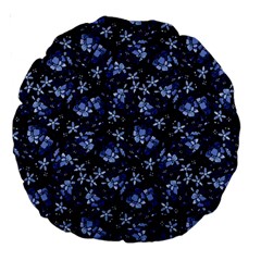 Stylized Floral Intricate Pattern Design Black Backgrond Large 18  Premium Round Cushions