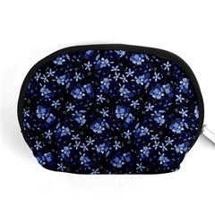 Stylized Floral Intricate Pattern Design Black Backgrond Accessory Pouch (medium) by dflcprintsclothing