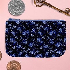 Stylized Floral Intricate Pattern Design Black Backgrond Large Coin Purse