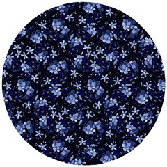 Stylized Floral Intricate Pattern Design Black Backgrond Wooden Puzzle Round by dflcprintsclothing