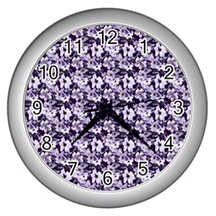 Purple Roses 1 Purple Roses Wall Clock (Silver)