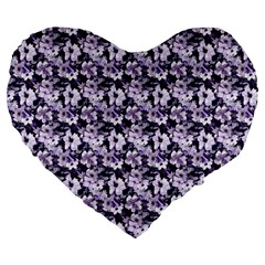 Purple Roses 1 Purple Roses Large 19  Premium Flano Heart Shape Cushions