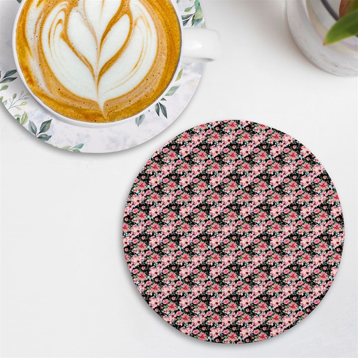 Pink Roses 02 Pink Roses 01 UV Print Round Tile Coaster