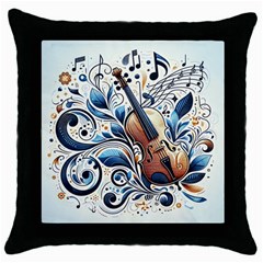 Cello Throw Pillow Case (black)