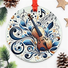 Cello Round Ornament (two Sides) by RiverRootz