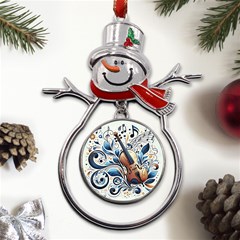 Cello Metal Snowman Ornament