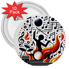 Abstract Drummer 3  Buttons (10 Pack)  by RiverRootz