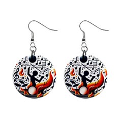 Abstract Drummer Mini Button Earrings